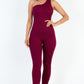 Solid Color One Shoulder Jumpsuit