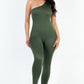 Solid Color One Shoulder Jumpsuit