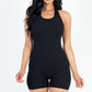 Ribbed Halter Neck Backless Romper