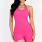 Ribbed Halter Neck Backless Romper