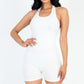 Ribbed Halter Neck Backless Romper