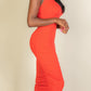 Sexy Solid Color Ruched One Shoulder Midi Bodycon Dress