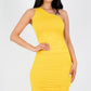 Sexy Solid Color Ruched One Shoulder Midi Bodycon Dress