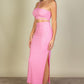 Cross Strap Cutout Top & Side Slit Midi Skirt Set
