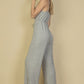 Sweater-knit Fuzzy Frenchy Tie Front Cami Jumpsuit