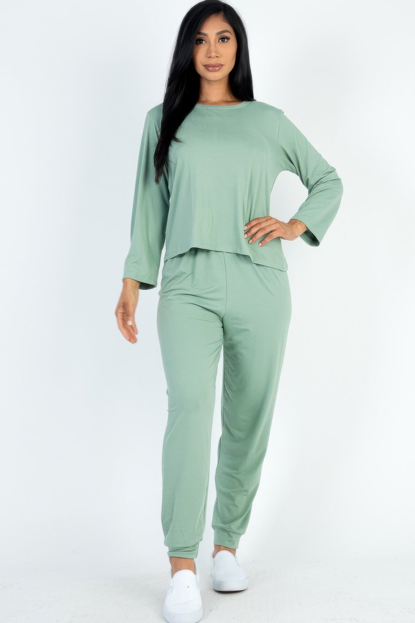 Solid Sweatshirt And Joggers Set