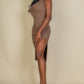 Flat Back Rib Sleeveless Tank Side Slit Bodycon Dress