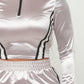 Front Zip Up Stripes Detail Jacket And Pants Set