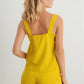 Dijon Textured Sleeveless Flare Top & High Waist Two Pocket Shorts Set