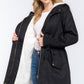 Fleece Lined Fur Hoodie Utility Jacket