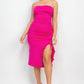 Ruffled Tube Slit Dress
