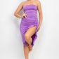 Ruffled Tube Slit Dress