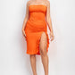 Ruffled Tube Slit Dress