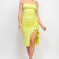 Ruffled Tube Slit Dress