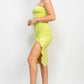 Ruffled Tube Slit Dress