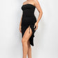 Ruffled Tube Slit Dress