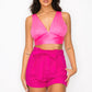 Smock V-neck Satin Bra Top