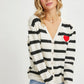 Striped Cardigan With Heart Patch