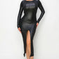 Ribbed Knit Metallic Backless Midi Dress