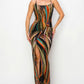 Split Thigh Multicolor Long Dress
