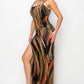 Split Thigh Multicolor Long Dress