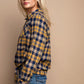 Tie Front Button Down Plaid Shirt With Front Pocket