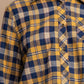 Tie Front Button Down Plaid Shirt With Front Pocket