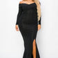 Plus Long Sleeve Off Shoulder Night Party Maxi Dress
