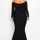 Plus Long Sleeve Off Shoulder Night Party Maxi Dress