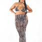 Printed Mesh Cutout Bikini And Cover Up Set