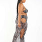 Printed Mesh Cutout Bikini And Cover Up Set