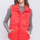 Zip Up Button Puffer Vest With Waist Toggles
