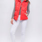 Zip Up Button Puffer Vest With Waist Toggles