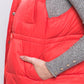 Zip Up Button Puffer Vest With Waist Toggles