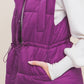 Zip Up Button Puffer Vest With Waist Toggles