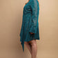 Metallic Wrap Dress With Split Cuff And Snap Buttons