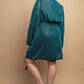 Metallic Wrap Dress With Split Cuff And Snap Buttons