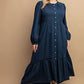 Plaid Button Down Hi - Low Hem Maxi Dress