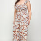 Floral Print Smocked Jumpsuit