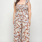 Floral Print Smocked Jumpsuit