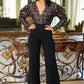 Checker Print Sequin Fashion Jumpsuit
