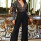 Checker Print Sequin Fashion Jumpsuit