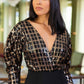 Checker Print Sequin Fashion Jumpsuit