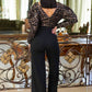 Checker Print Sequin Fashion Jumpsuit