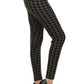 High Waisted Houndtooth Printed Knit Legging With Elastic Waistband