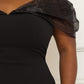 Mesh Off The Shoulder Plus Size Jumpsuit