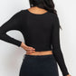 Ribbed Wrap Front Long Sleeve Top