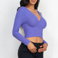 Ribbed Wrap Front Long Sleeve Top