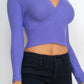 Ribbed Wrap Front Long Sleeve Top