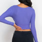 Ribbed Wrap Front Long Sleeve Top